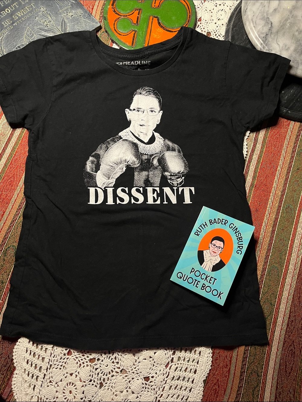 Ruth Bader Ginsberg tee and pocket quote book bundle large cotton